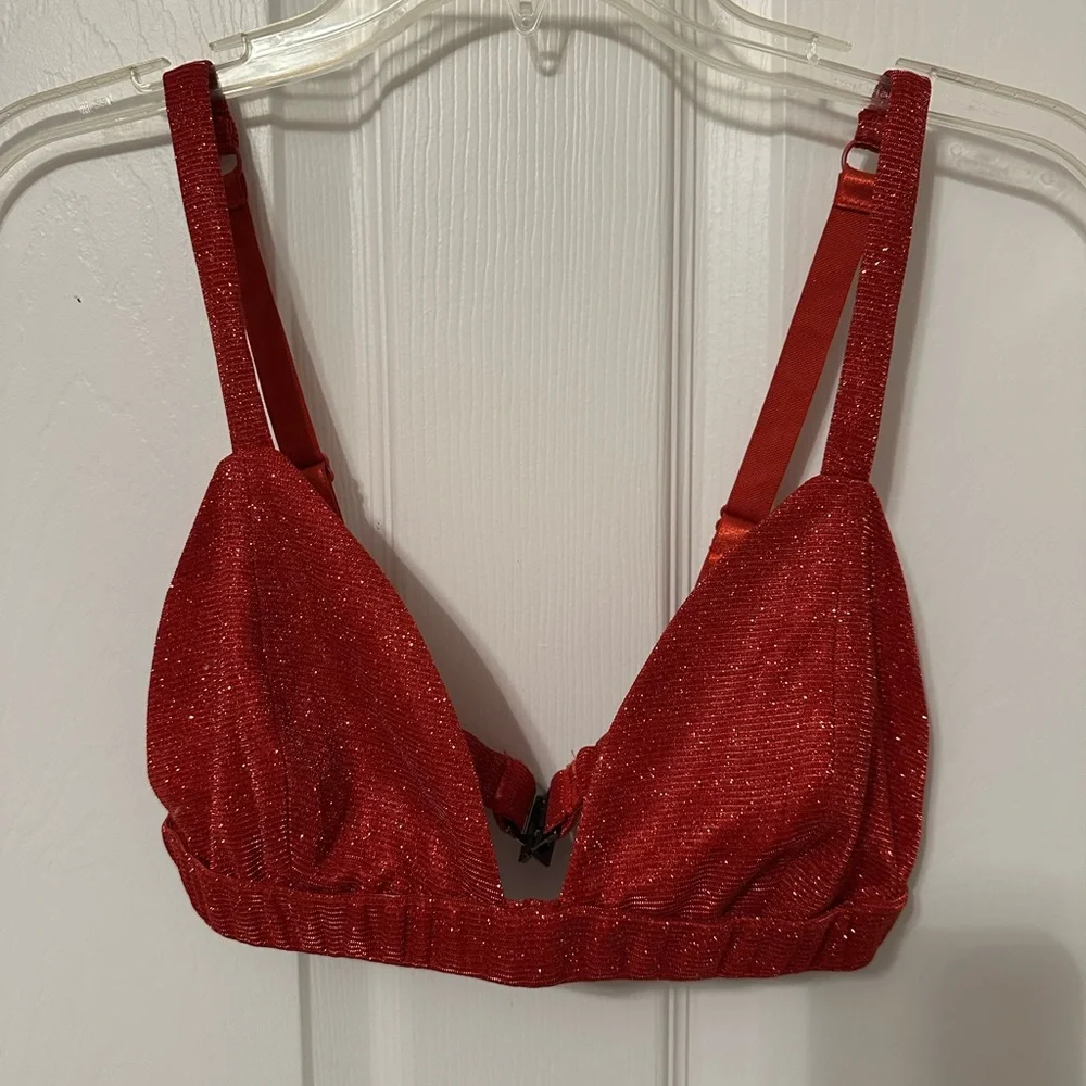 SLA The Label Red Glitter Suit Set 3 pcs Blazer Bra pants - Picture 3 of 12